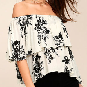 Lulu's Heron Heights Print Off the Shoulder Top